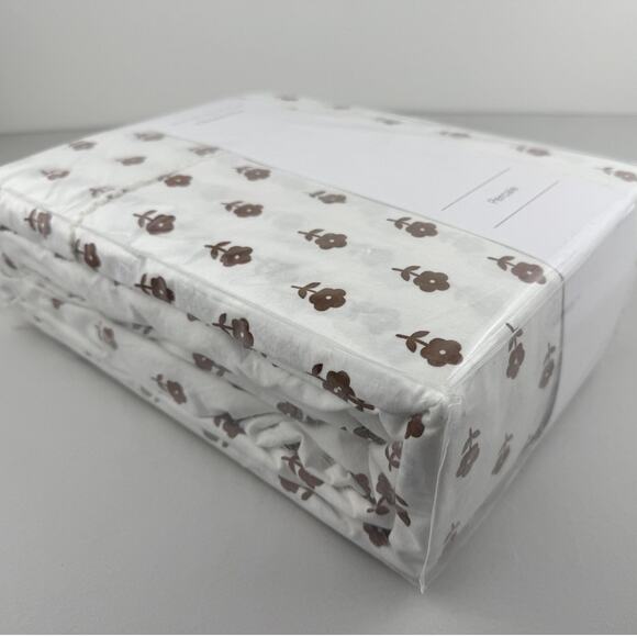 The Company Store x Heather Taylor Home King Sheet Set Nutmeg Floral Percale - Picture 7 of 8